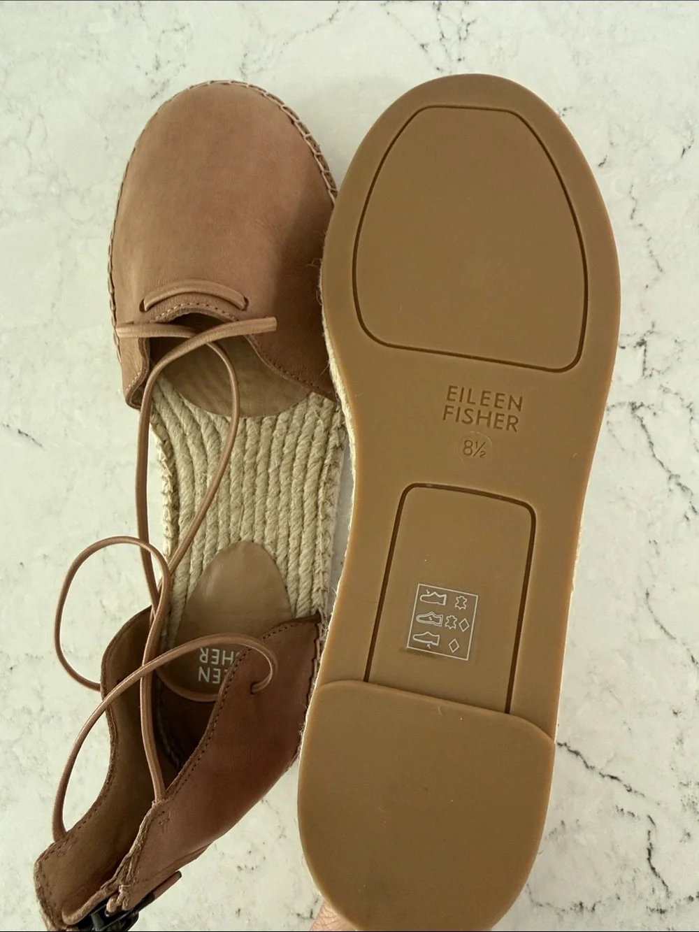 Eileen Fisher Blush Tan Lace-Up Espadrille Flats